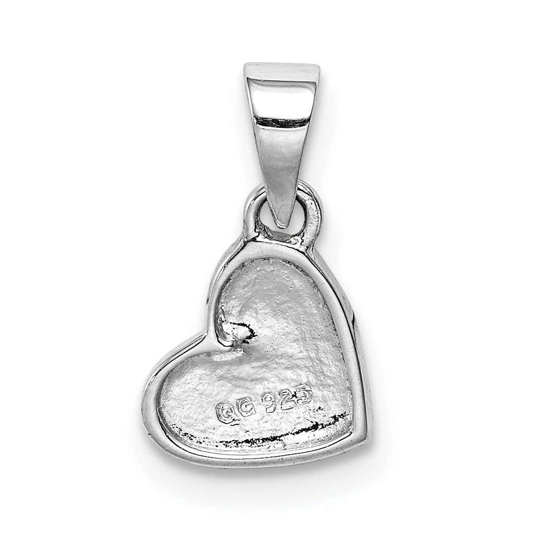Sterlingsilber Rhodiniert Childs Emailliert Rosa/purple Herz Anhänger