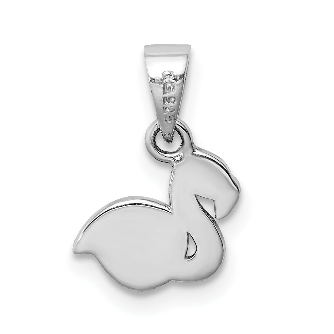 Sterlingsilber Rhodiniert Mehrfarbig Emaille Flamingo Kinder Anhänger
