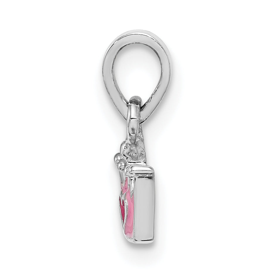 Sterlingsilber Rhodiniert Rosa Emailliert Herz Krone Kinder Anhänger