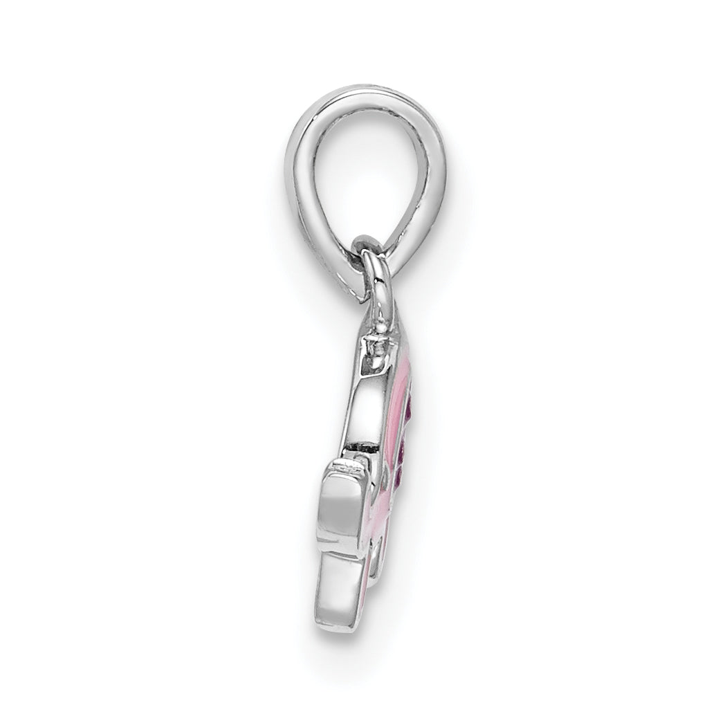 Sterlingsilber Rhodiniert Childs Emailliert Rosa Elefant Anhänger