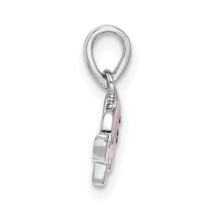 Sterlingsilber Rhodiniert Childs Emailliert Rosa Elefant Anhänger