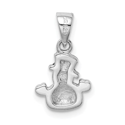 Sterlingsilber Rhodiniert Mehrfarbig Emaille Snowman Kinder Anhänger