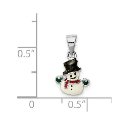 Sterlingsilber Rhodiniert Mehrfarbig Emaille Snowman Kinder Anhänger