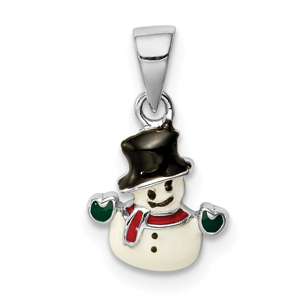 Sterlingsilber Rhodiniert Mehrfarbig Emaille Snowman Kinder Anhänger