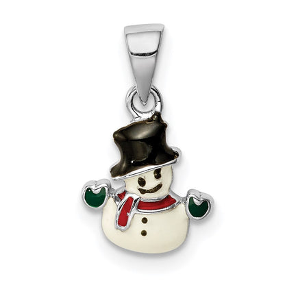 Sterlingsilber Rhodiniert Mehrfarbig Emaille Snowman Kinder Anhänger