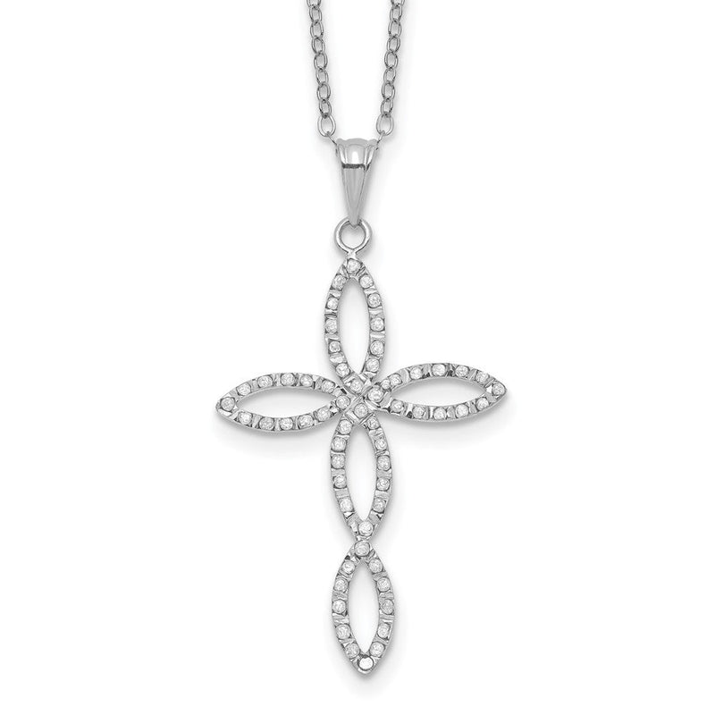 Sterlingsilber Diamant Fascination Mystique Platin-beschichtet Kreuz 18 Zoll Halskette
