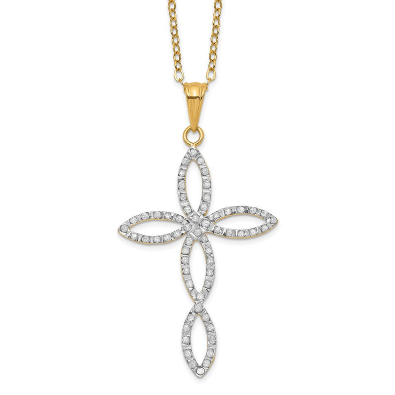 Sterlingsilber Diamant Fascination Mystique 18K Vergoldet Fantasie Kreuz 18 Zoll Halskette
