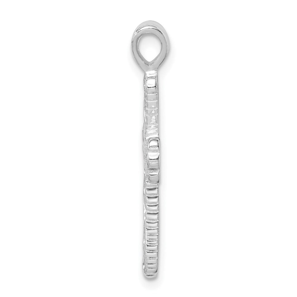 Sterlingsilber Rhodiniert Filigran Strukturiert Kreuz Anhänger