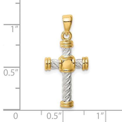 Sterlingsilber & Goldfarben Gedreht Kreuz Anhänger