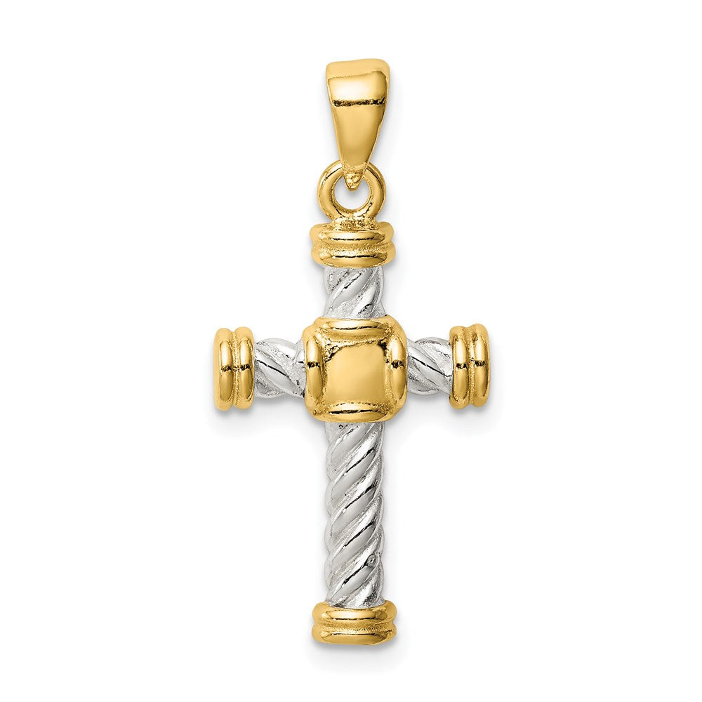 Sterlingsilber & Goldfarben Gedreht Kreuz Anhänger