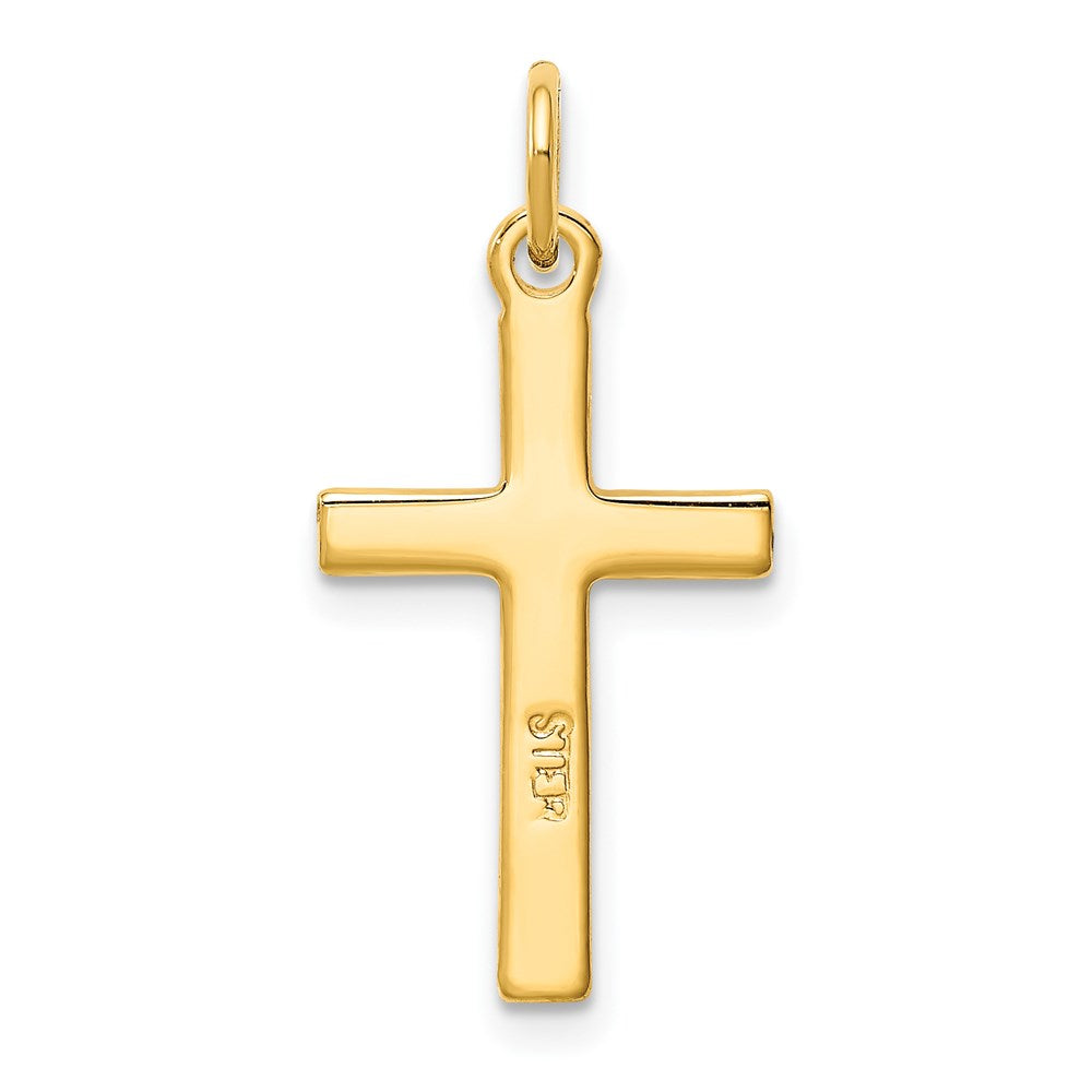 Sterlingsilber Goldfarben Diamantiert Kreuz Anhänger