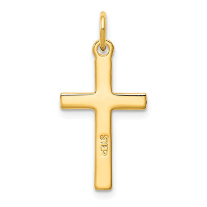 Sterlingsilber Goldfarben Diamantiert Kreuz Anhänger