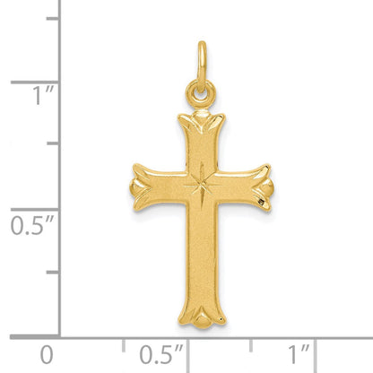 Sterlingsilber Goldfarben Diamantiert Kreuz Anhänger