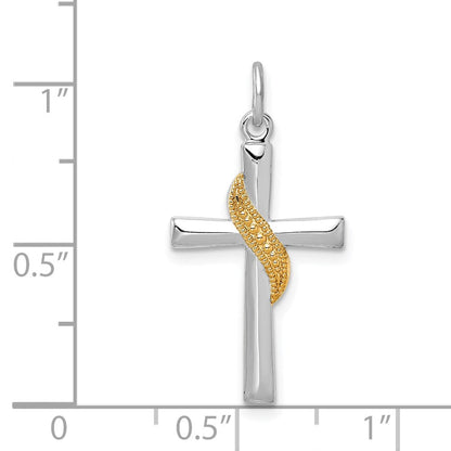 Sterlingsilber Rhodiniert & Goldfarben Kreuz Anhänger