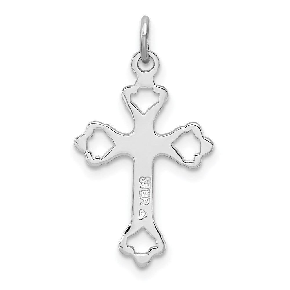Sterlingsilber Rhodiniert Diamantiert Kreuz Anhänger