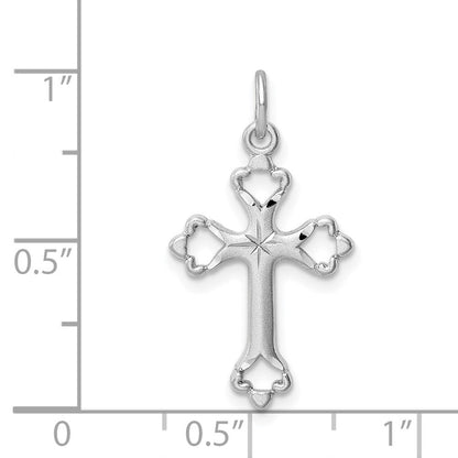 Sterlingsilber Rhodiniert Diamantiert Kreuz Anhänger
