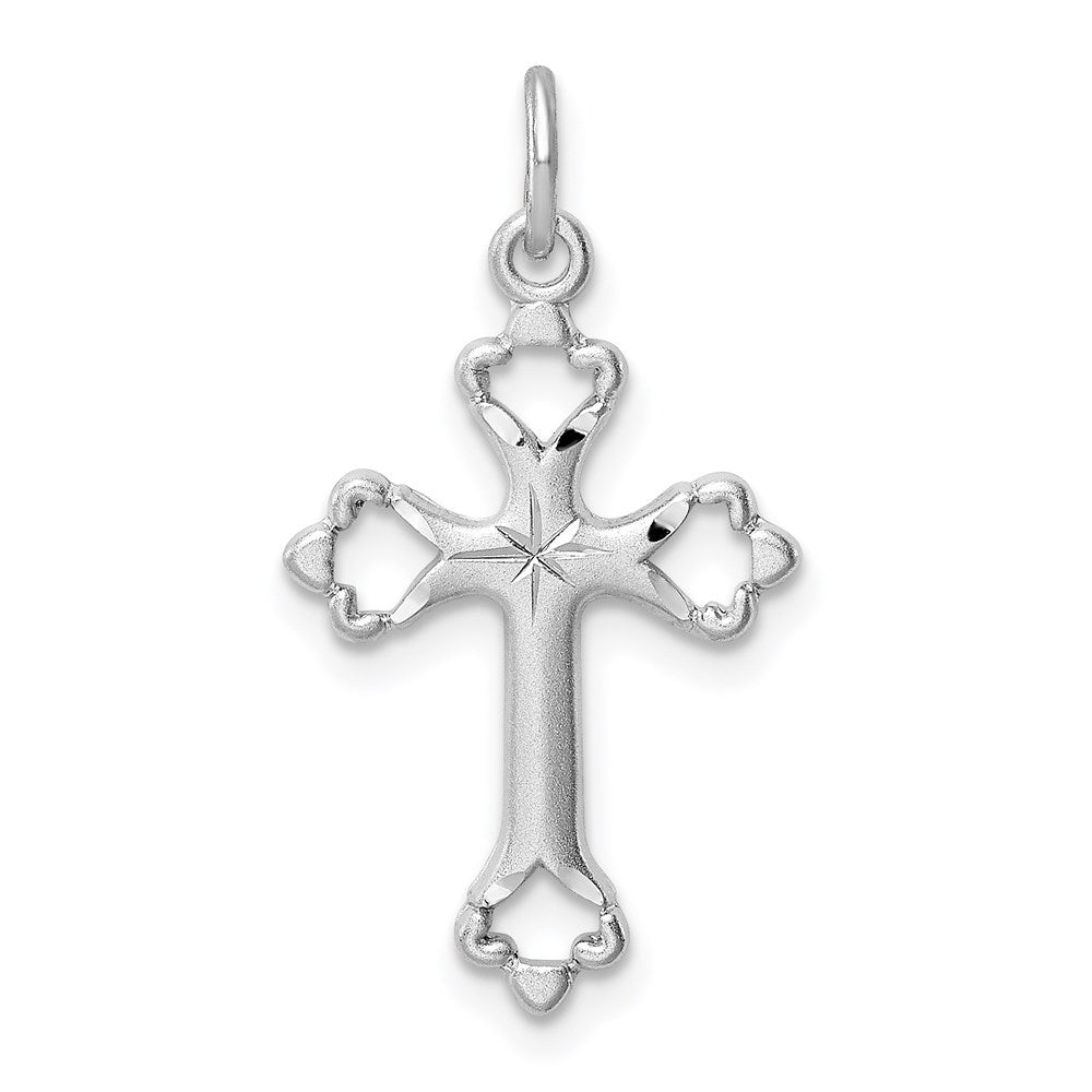 Sterlingsilber Rhodiniert Diamantiert Kreuz Anhänger