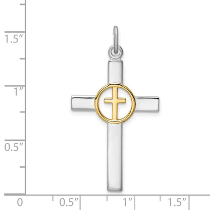 Sterlingsilber Rhodiniert & Goldfarben Kreuz Anhänger