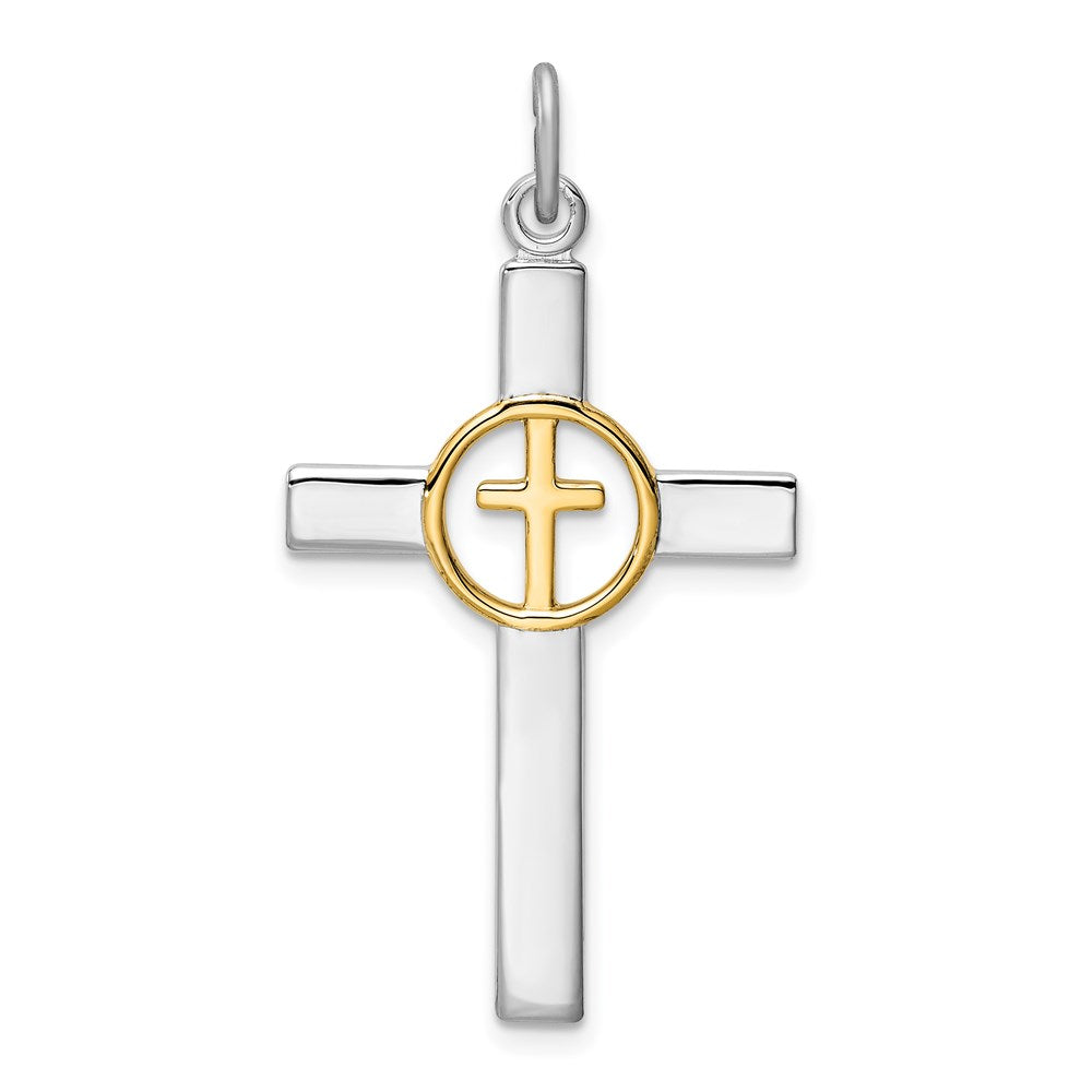 Sterlingsilber Rhodiniert & Goldfarben Kreuz Anhänger