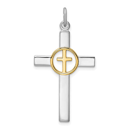 Sterlingsilber Rhodiniert & Goldfarben Kreuz Anhänger