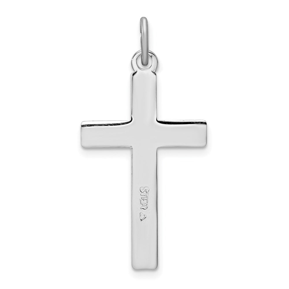 Sterlingsilber Rhodiniert Diamantiert Kreuz Anhänger