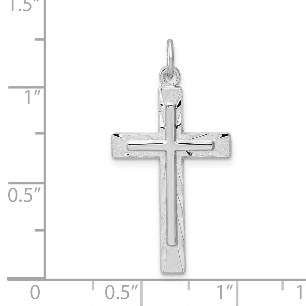Sterlingsilber Rhodiniert Diamantiert Kreuz Anhänger