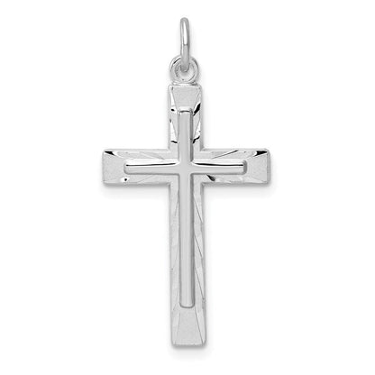 Sterlingsilber Rhodiniert Diamantiert Kreuz Anhänger
