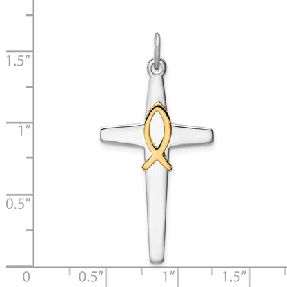 Sterlingsilber Rhodiniert & Goldfarben Kreuz Anhänger