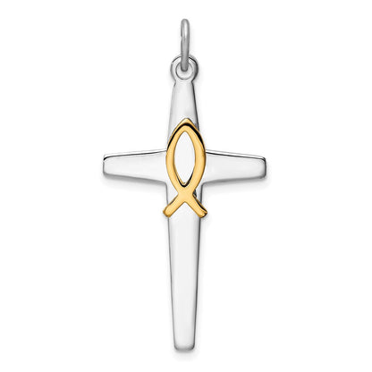 Sterlingsilber Rhodiniert & Goldfarben Kreuz Anhänger