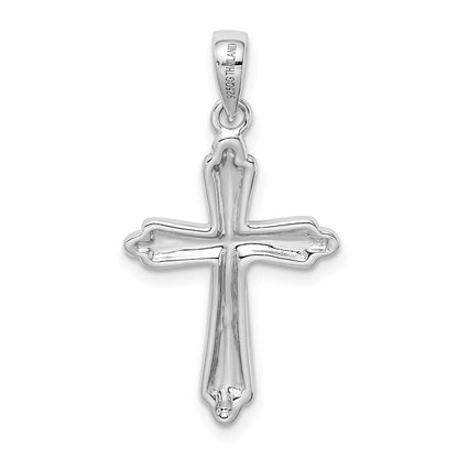 Sterlingsilber Rhodiniert Striped Texture Kreuz Anhänger