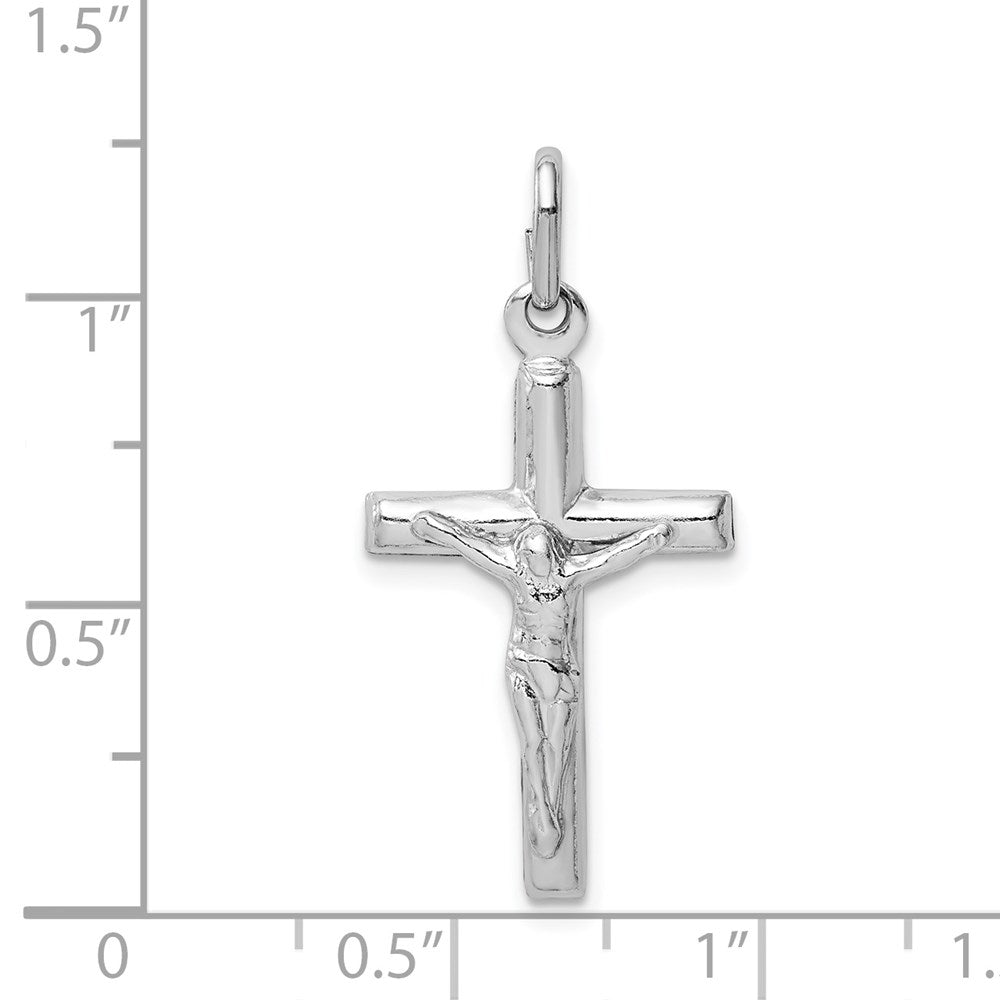 Sterlingsilber Rhodiniert Poliert Kruzifix Kreuz Anhänger