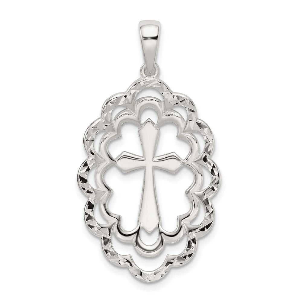 Sterlingsilber Diamantiert Kreuz Anhänger