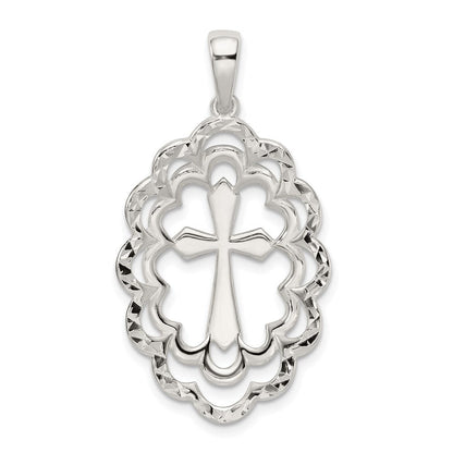 Sterlingsilber Diamantiert Kreuz Anhänger