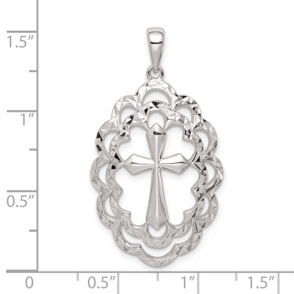 Sterlingsilber Diamantiert Kreuz Anhänger