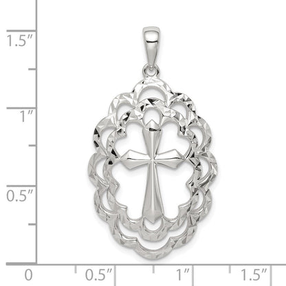 Sterlingsilber Diamantiert Kreuz Anhänger