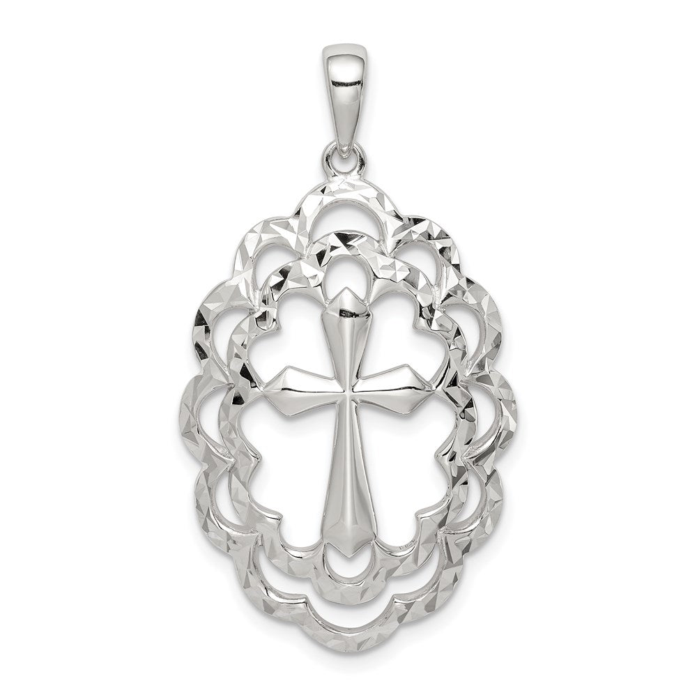 Sterlingsilber Diamantiert Kreuz Anhänger