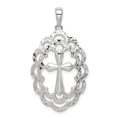 Sterlingsilber Diamantiert Kreuz Anhänger