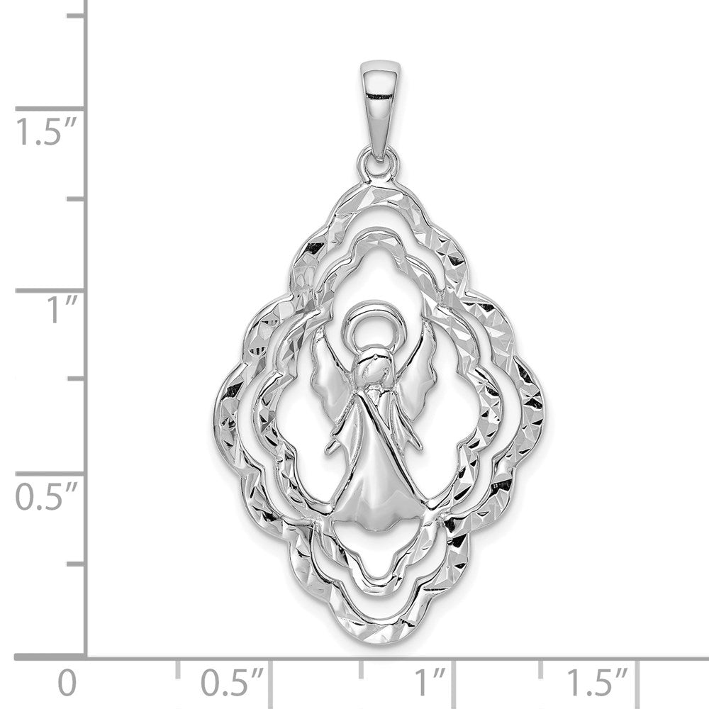 Sterlingsilber Rhodiniert Diamantiert Engel Anhänger