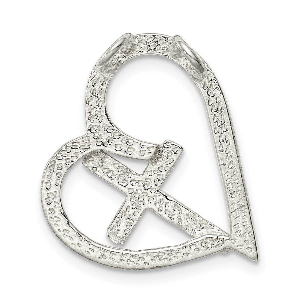 Sterlingsilber Poliert Kreuz Herz Kette Anhänger