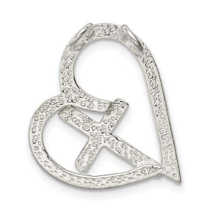 Sterlingsilber Poliert Kreuz Herz Kette Anhänger