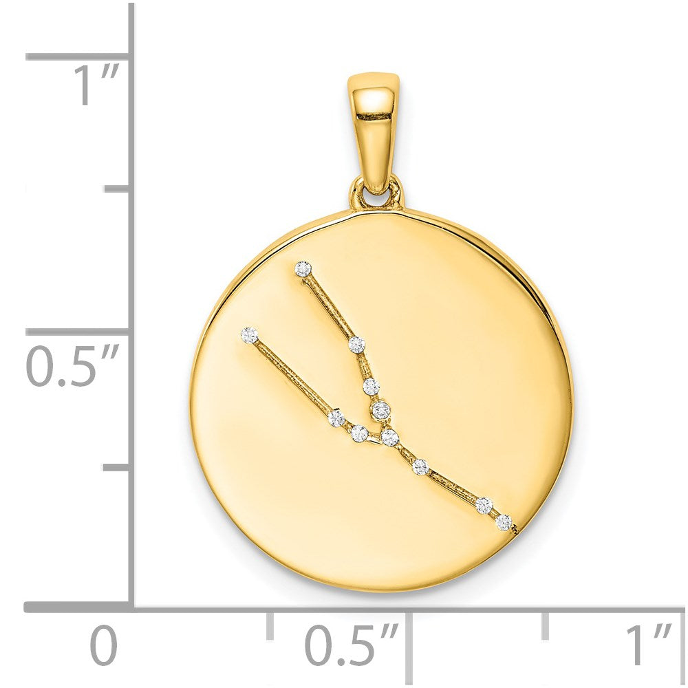 Ss/vergoldet Sterlingsilber Vergoldet & Zirkonia Taurus Tierkreis Anhänger