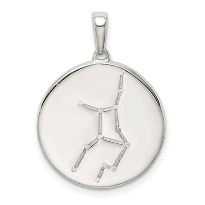 Sterlingsilber Rhodiniert & Zirkonia Virgo Tierkreis Anhänger