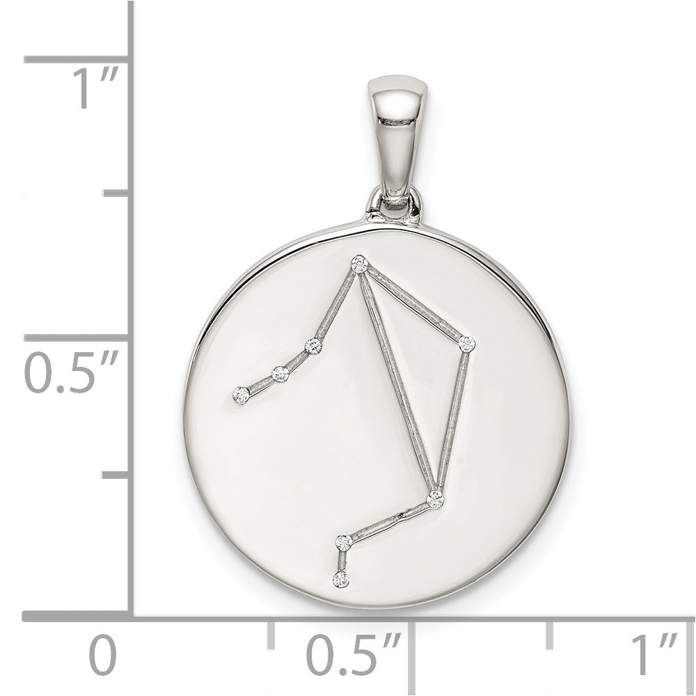 Sterlingsilber Rhodiniert & Zirkonia Libra Tierkreis Anhänger