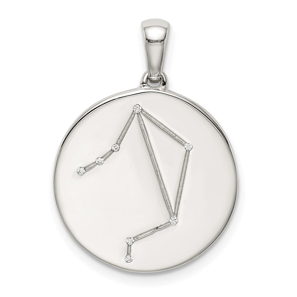 Sterlingsilber Rhodiniert & Zirkonia Libra Tierkreis Anhänger