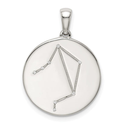 Sterlingsilber Rhodiniert & Zirkonia Libra Tierkreis Anhänger