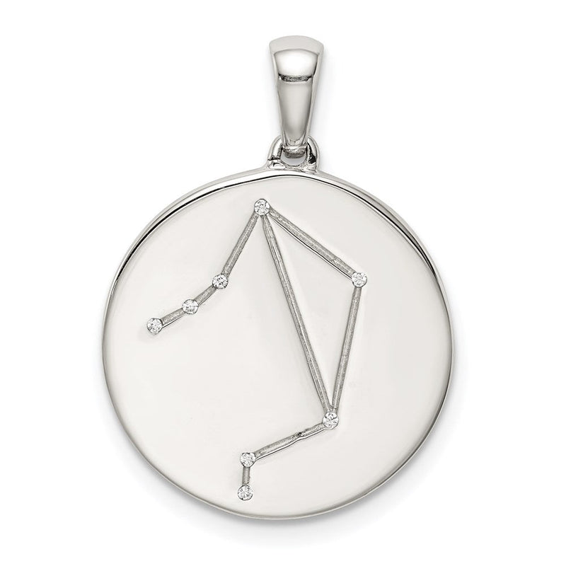 Sterlingsilber Rhodiniert & Zirkonia Libra Tierkreis Anhänger