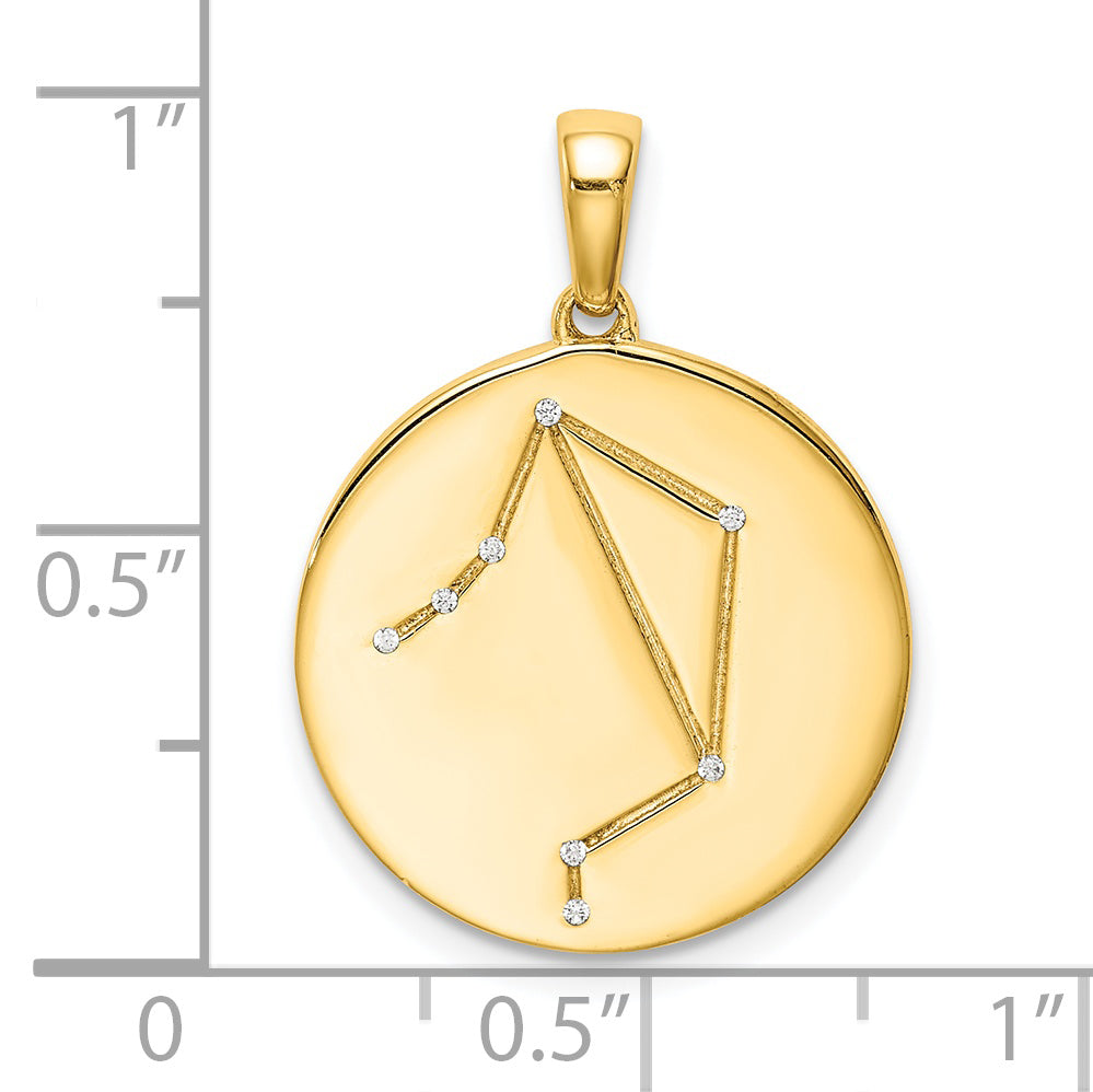 Ss/vergoldet Sterlingsilber Vergoldet & Zirkonia Libra Tierkreis Anhänger