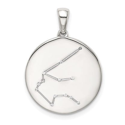 Sterlingsilber Rhodiniert & Zirkonia Aquarius Tierkreis Anhänger