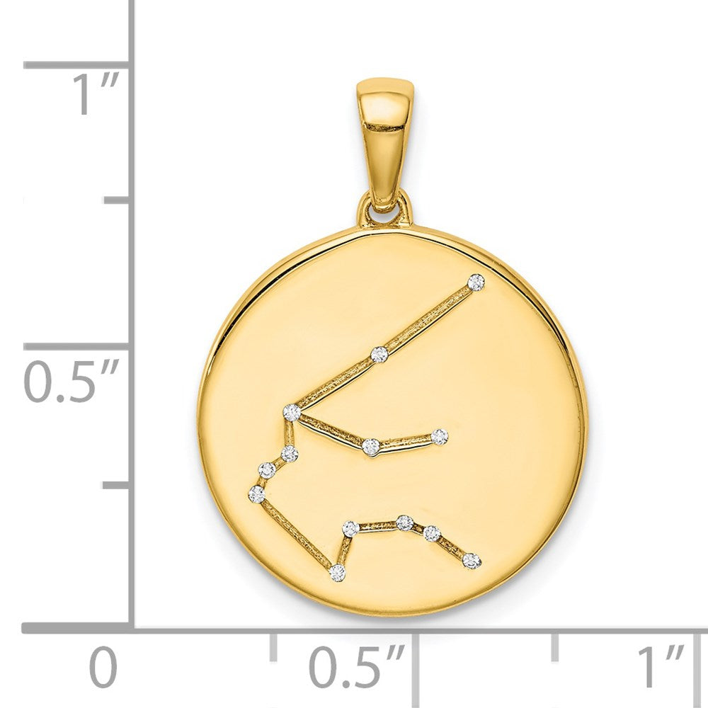Ss/vergoldet Sterlingsilber Vergoldet & Zirkonia Aquarius Tierkreis Anhänger