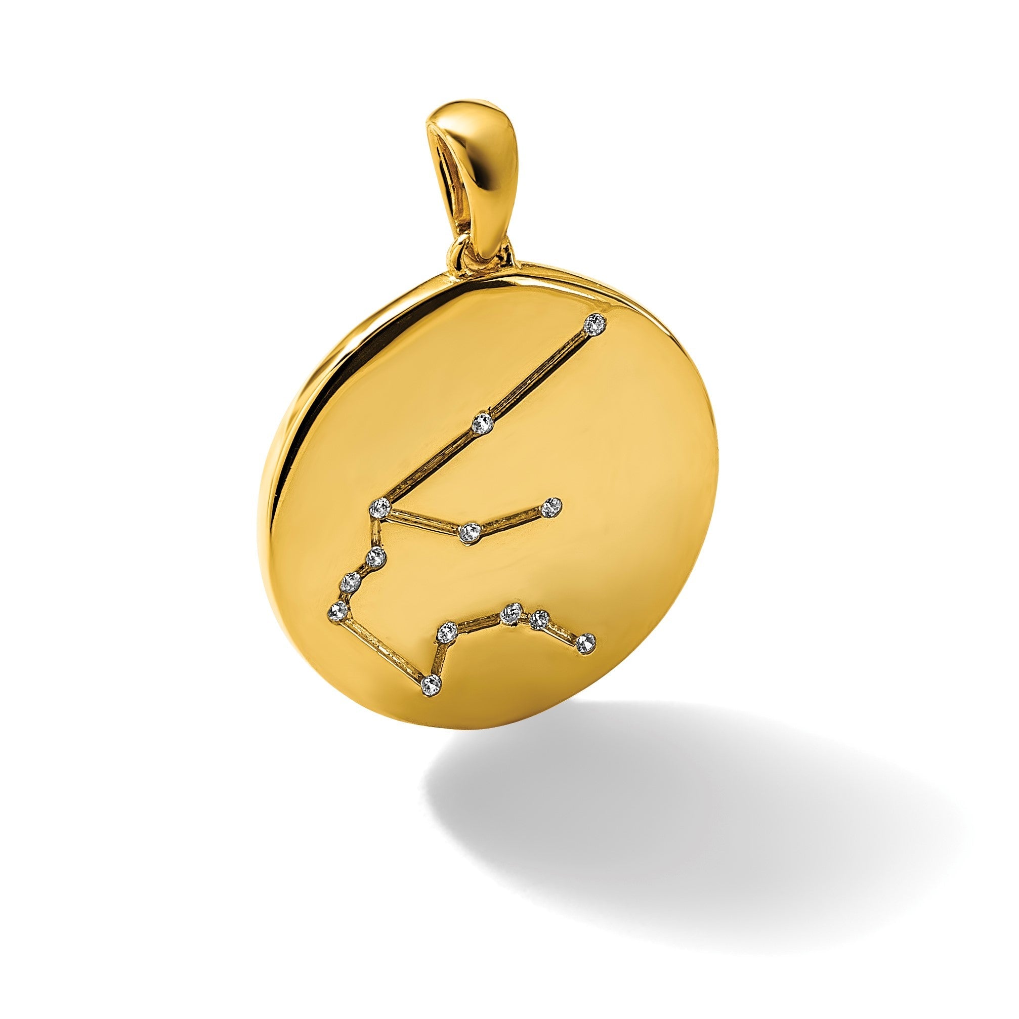 Ss/vergoldet Sterlingsilber Vergoldet & Zirkonia Aquarius Tierkreis Anhänger